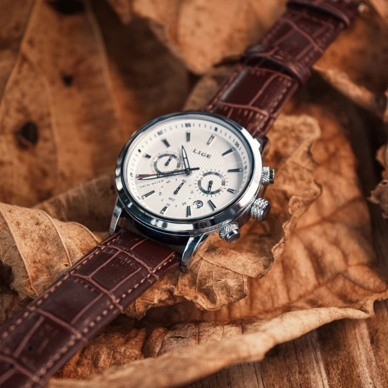 Ferren White 42mm Herren-Lederuhr