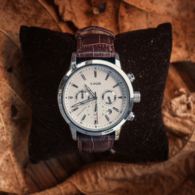 Ferren White 42mm Herren-Lederuhr