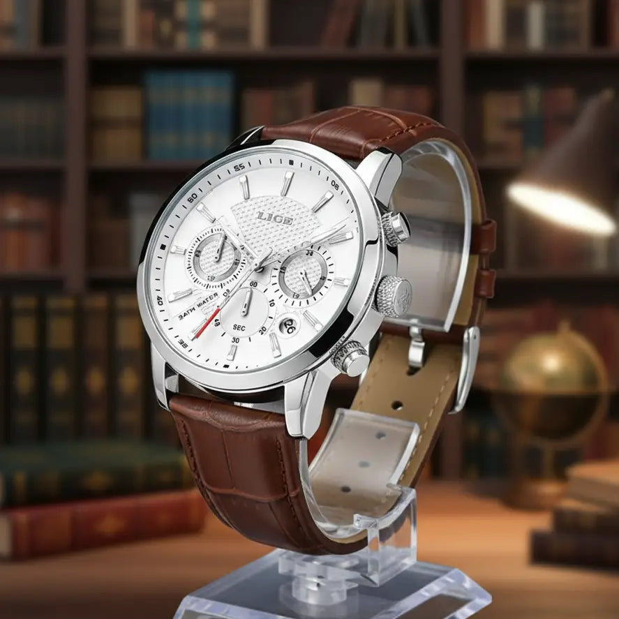 Ferren White 42mm Herren-Lederuhr
