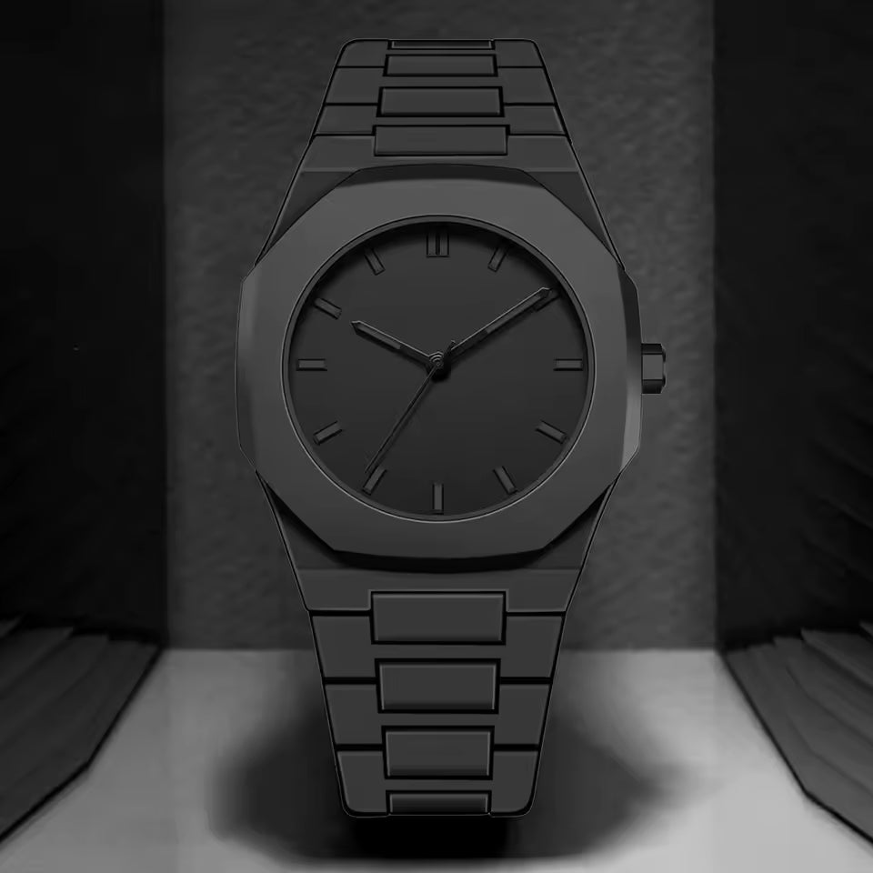Auron Schwarze Minimalistische Uhr