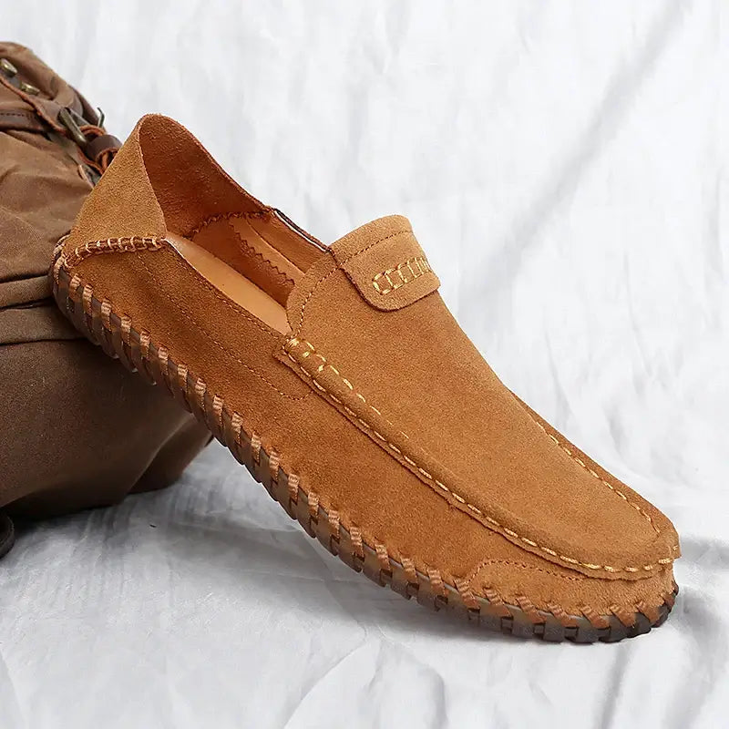 Aspen Suede Loafers showcasing premium suede craftsmanship for men's formal style and slip-on comfort in a luxury leather finish.