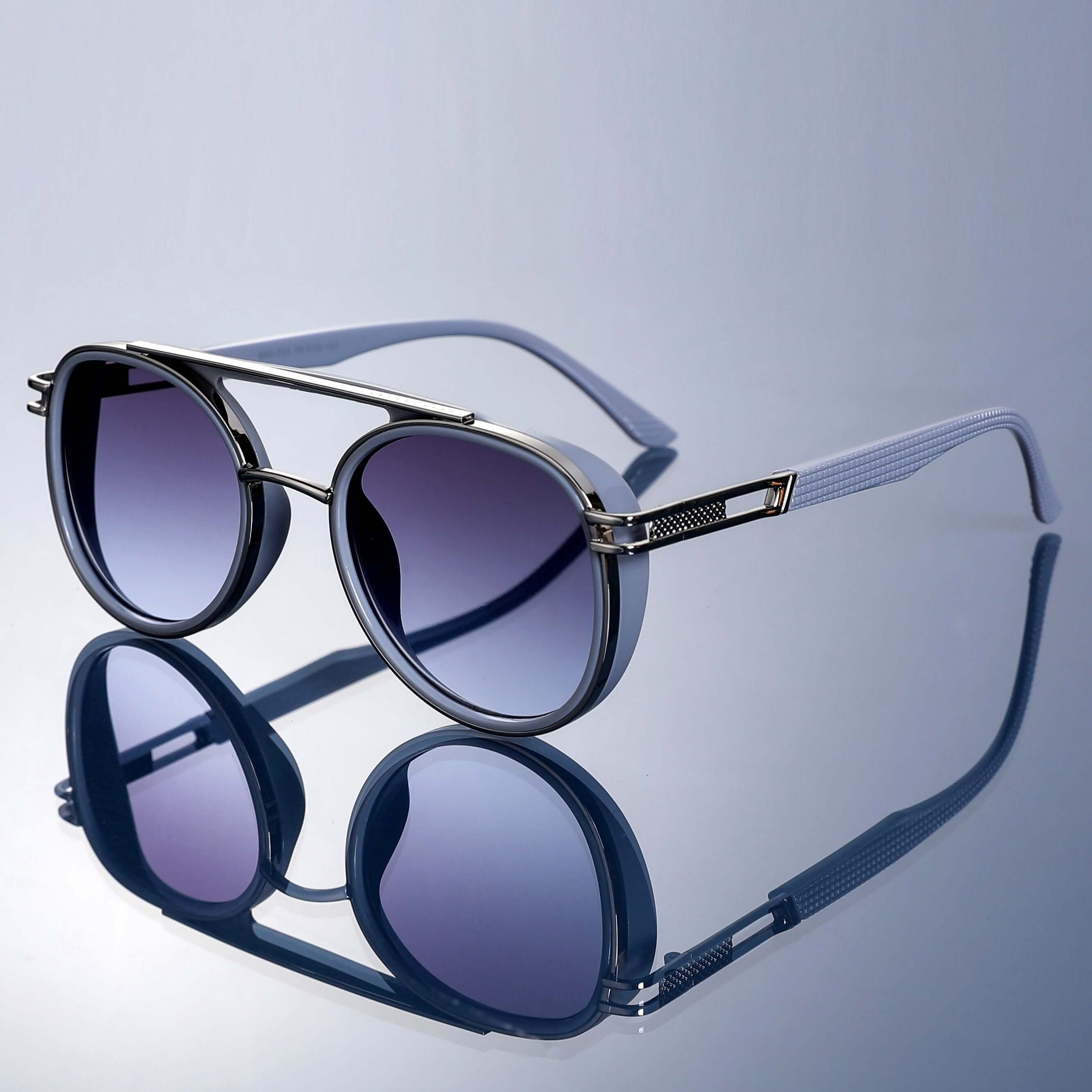 Brio Vintage Shades featuring vintage round sunglasses in sleek metal frame with textured arms