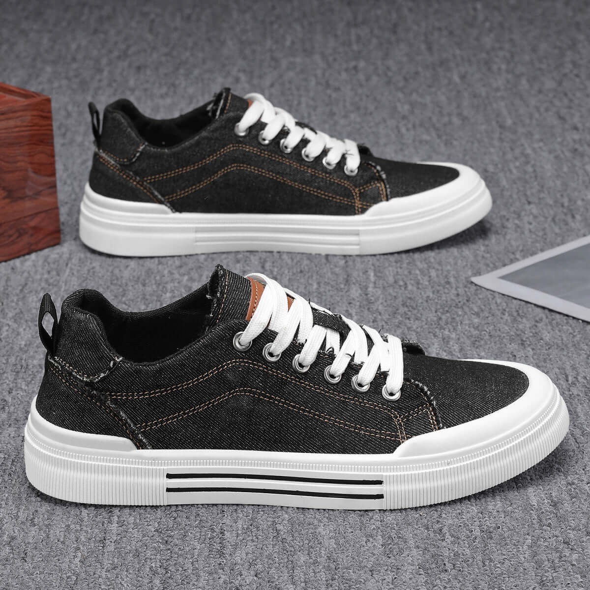 Corvino Denim Sneakers: Comfortable men's casual sneakers with breathable design and orthopedic insoles for everyday wear and travel.