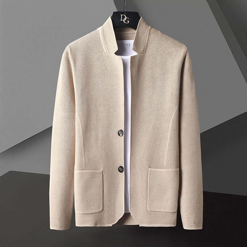 D’Avorio Knit Cardigan for men's winter style, offering warmth, comfort, and a cozy feel. Ideal as a layered knitted sweater for everyday wear.