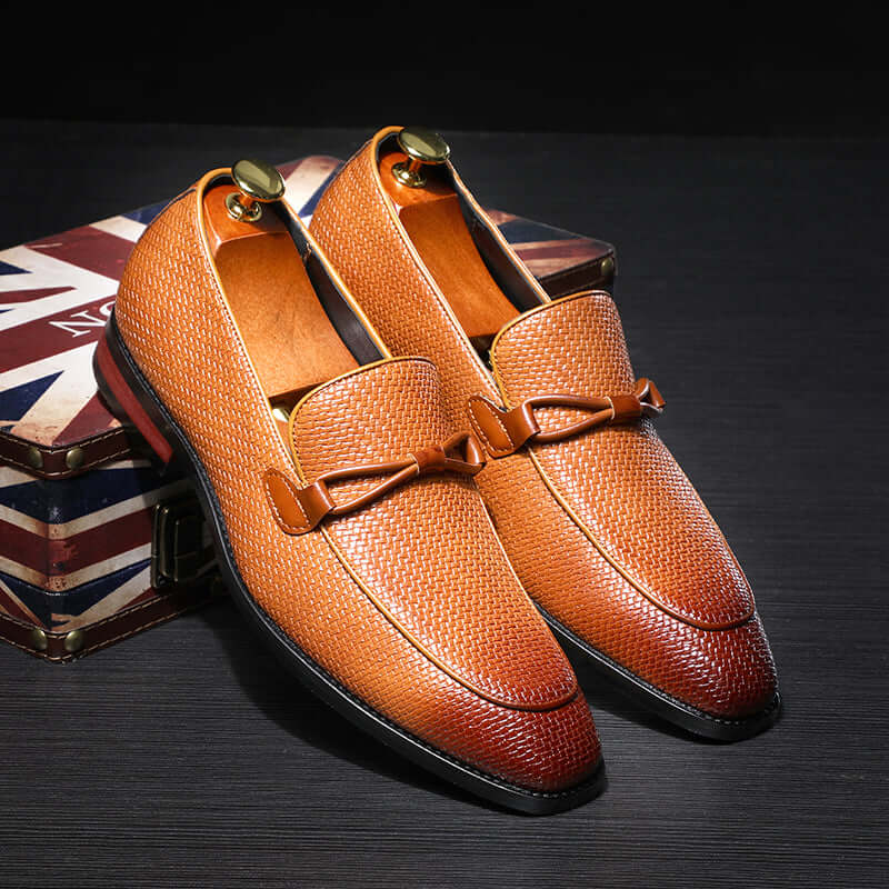 Ferraro Genuine Leather Loafers - men's luxury slip-on, formal embossed texture, premium leather elegance.