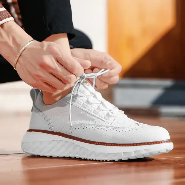 Oxford Ridge Leather Sneakers - Men's casual sneakers, lightweight and breathable with orthopedic insole, perfect for everyday wear.