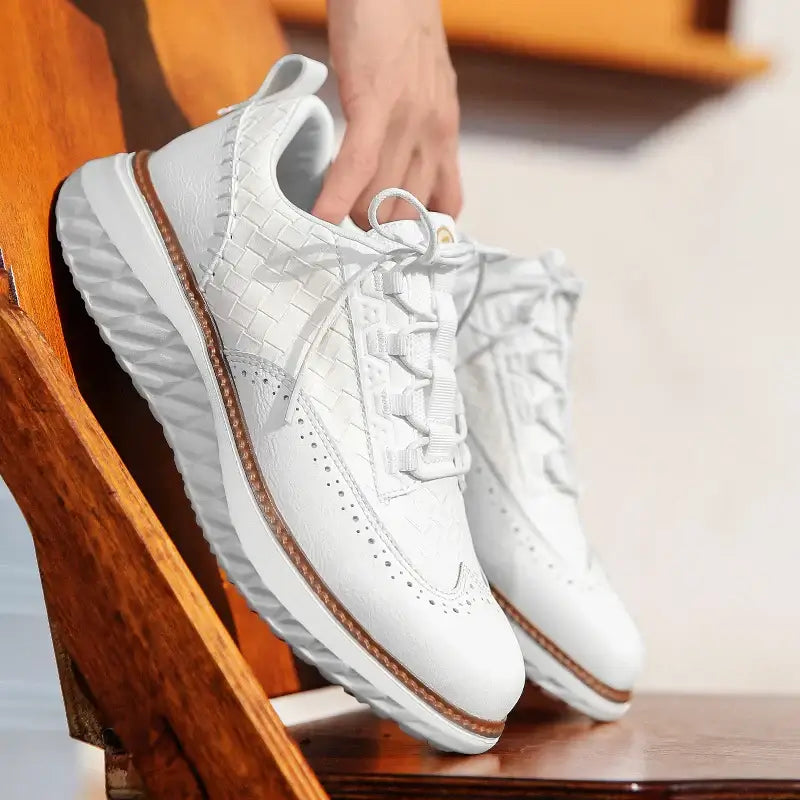 Oxford Ridge Leather Sneakers - men's casual sneakers for everyday comfort, lightweight and breathable for walking and travel.