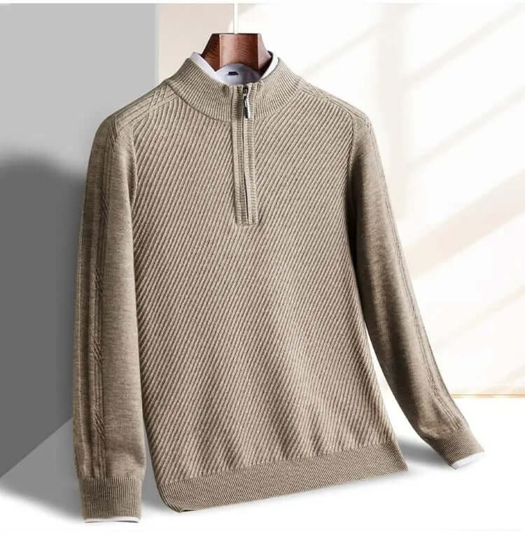 Renato Ribbed Sweater - Warm men's winter knitwear with a cozy, tailored fit. Half-zip design in a soft wool blend for comfort and style.