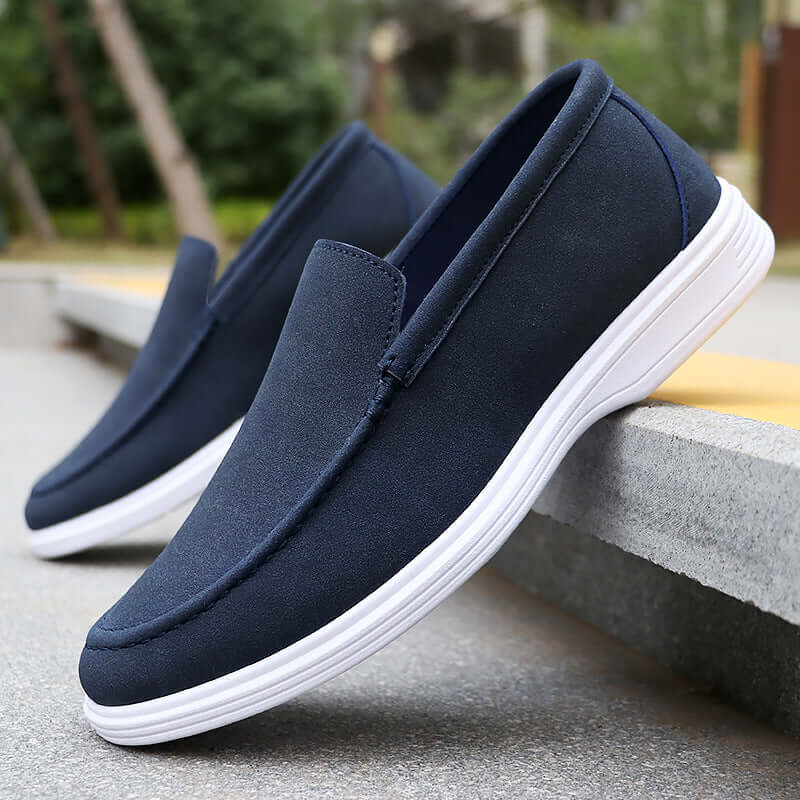 Salento Suede Loafers, elegant men's leather loafers with cushioned insole, slip-on luxury for formal occasions.