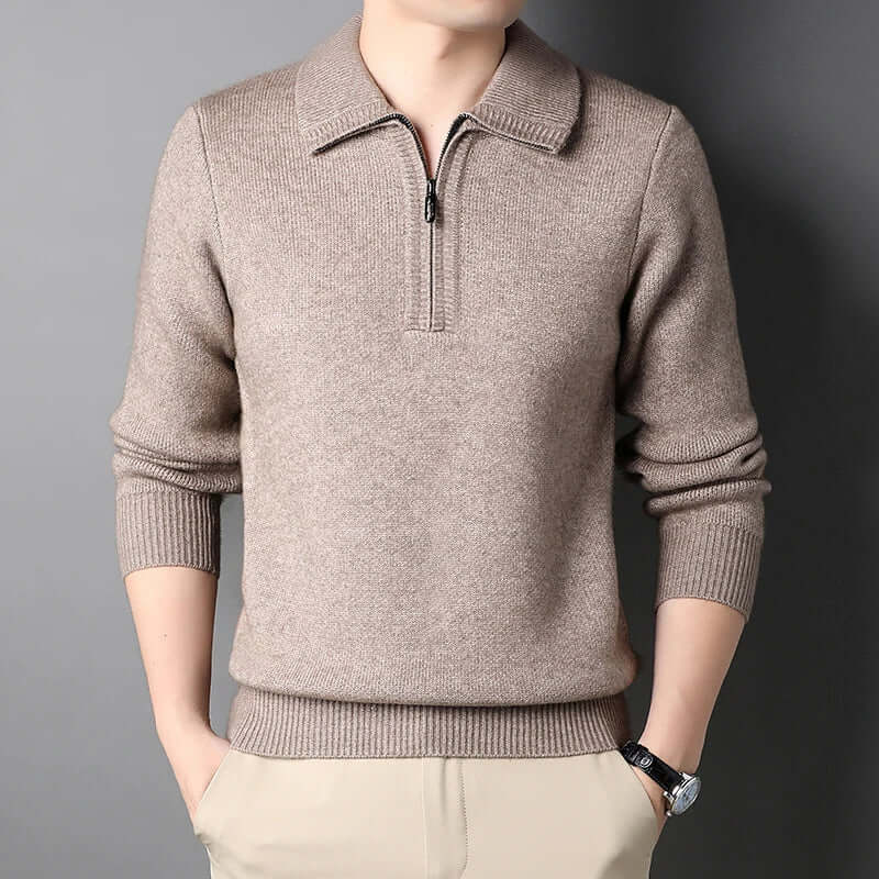 Sinclair Sweater - Men's soft, warm knitted winter knitwear with ribbed collar and cuffs, perfect for fall layering and everyday comfort.