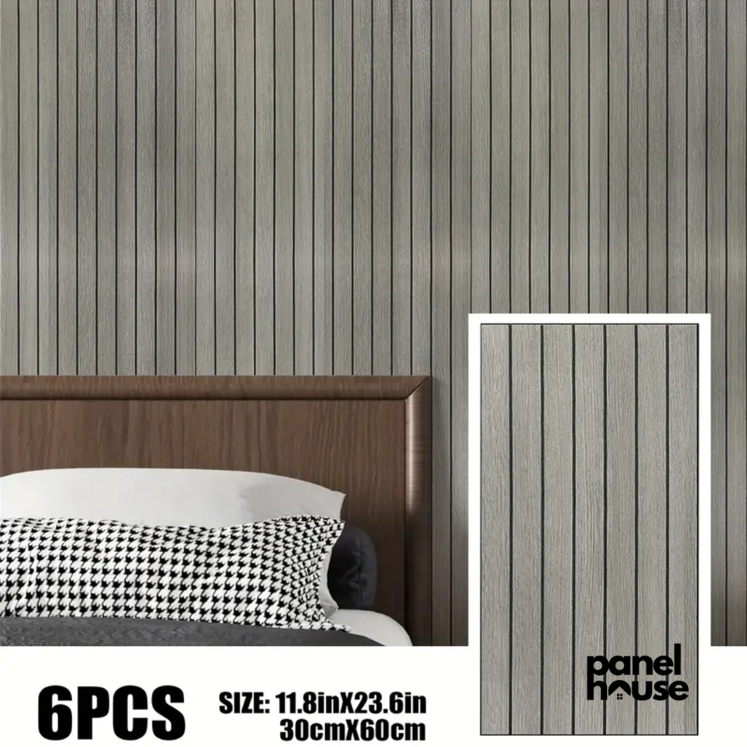 3D-Holzlattenwandpaneele, selbstklebend, abnehmbar, wasserdicht. Kaufe 1, erhalte 6 Premium-Paneele für nur 7 £! (30 cm x 60 cm)