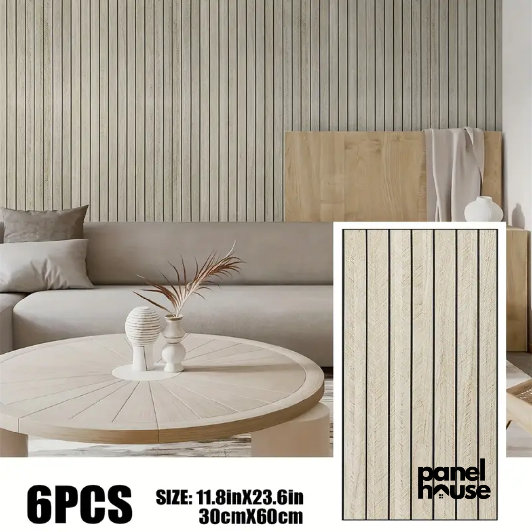 3D-Holzlattenwandpaneele, selbstklebend, abnehmbar, wasserdicht. Kaufe 1, erhalte 6 Premium-Paneele für nur 7 £! (30 cm x 60 cm)