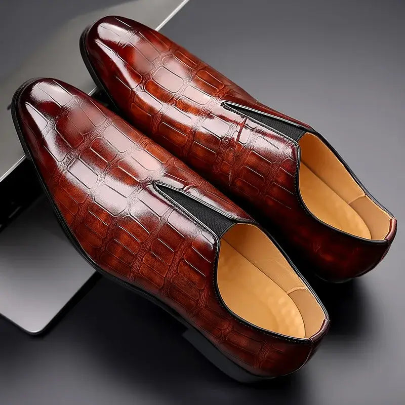 Trento Genuine Leather Loafers with polished finish, showcasing elegant slip-on design for men, perfect luxury formal style with comfort.