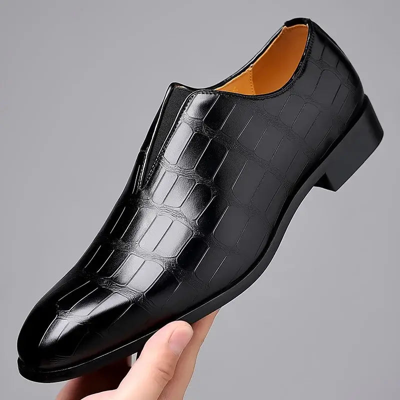 Trento Genuine Leather Loafers, luxury men's slip-on formal shoes, showcasing sleek design and polished finish in premium genuine leather.