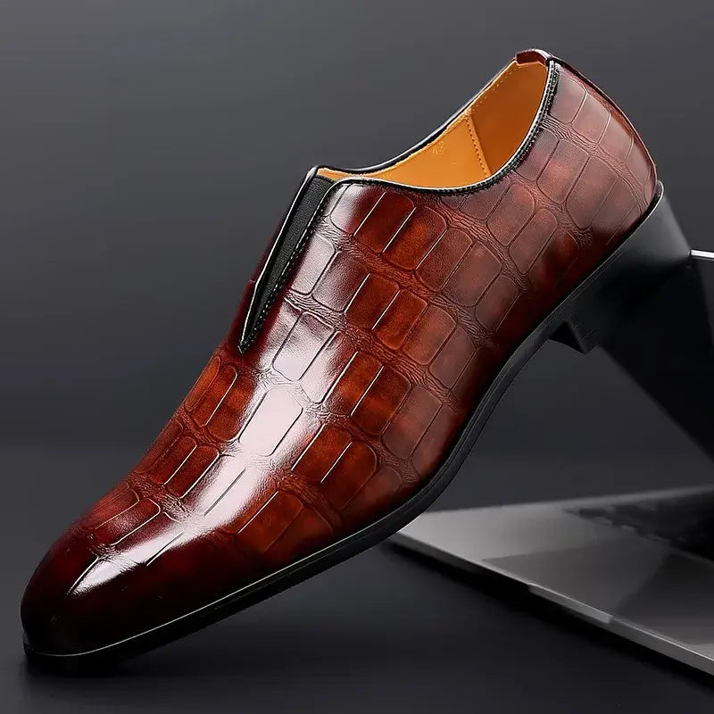 Trento Genuine Leather Loafers in polished brown, featuring a slip-on design with orthopedic insole for ultimate comfort and sophisticated style.