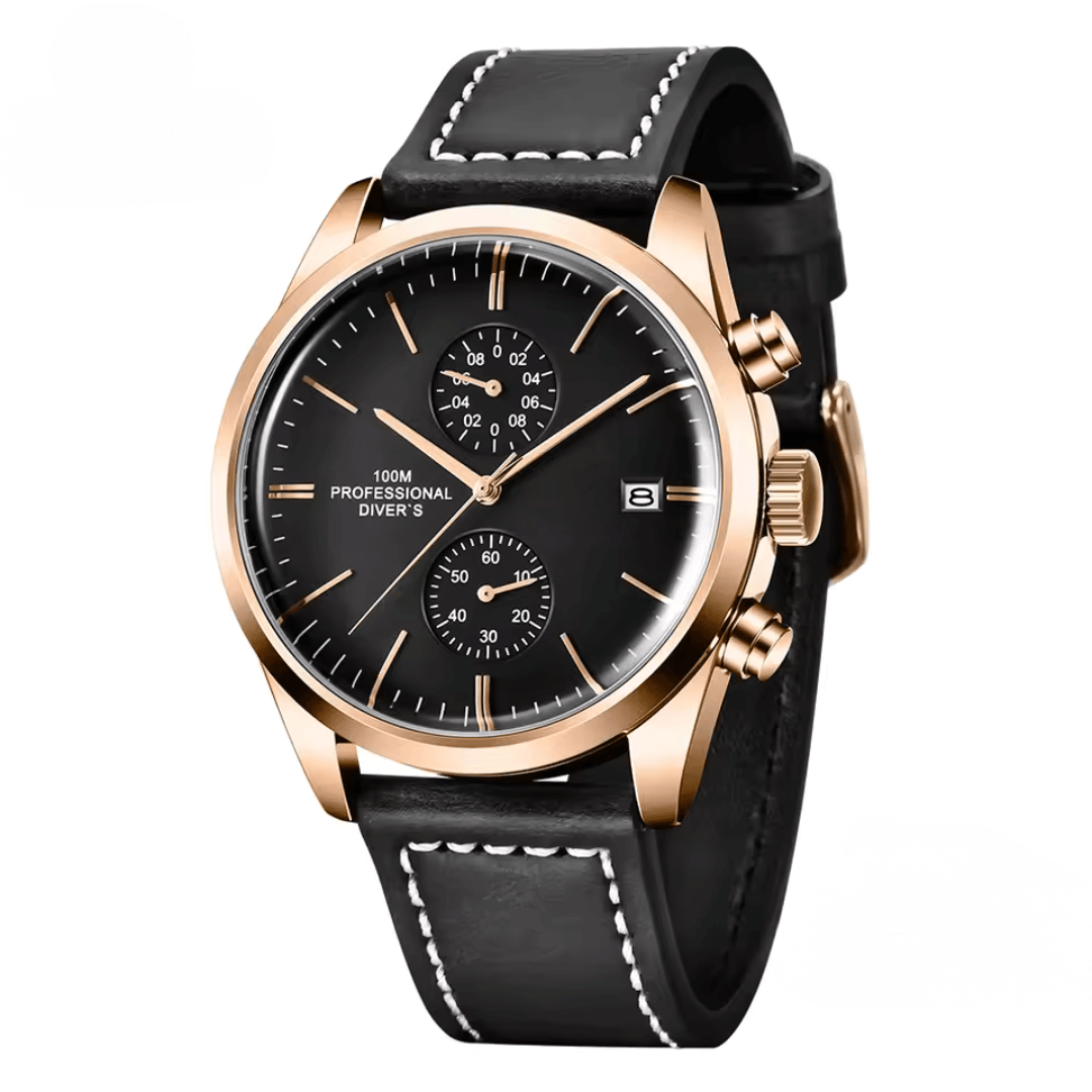 Valcrest Aviation Classic Chronograph with black dial and gold case