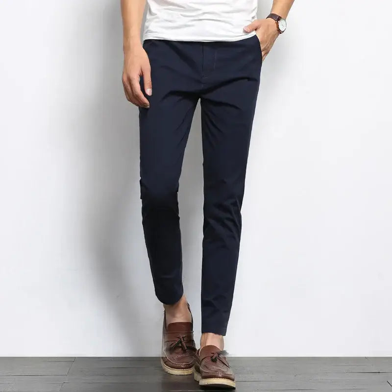 Wexford Slim-Fit Pants for men in navy, showcasing modern style and comfort. Perfect men's casual pants with breathable, flexible fit.