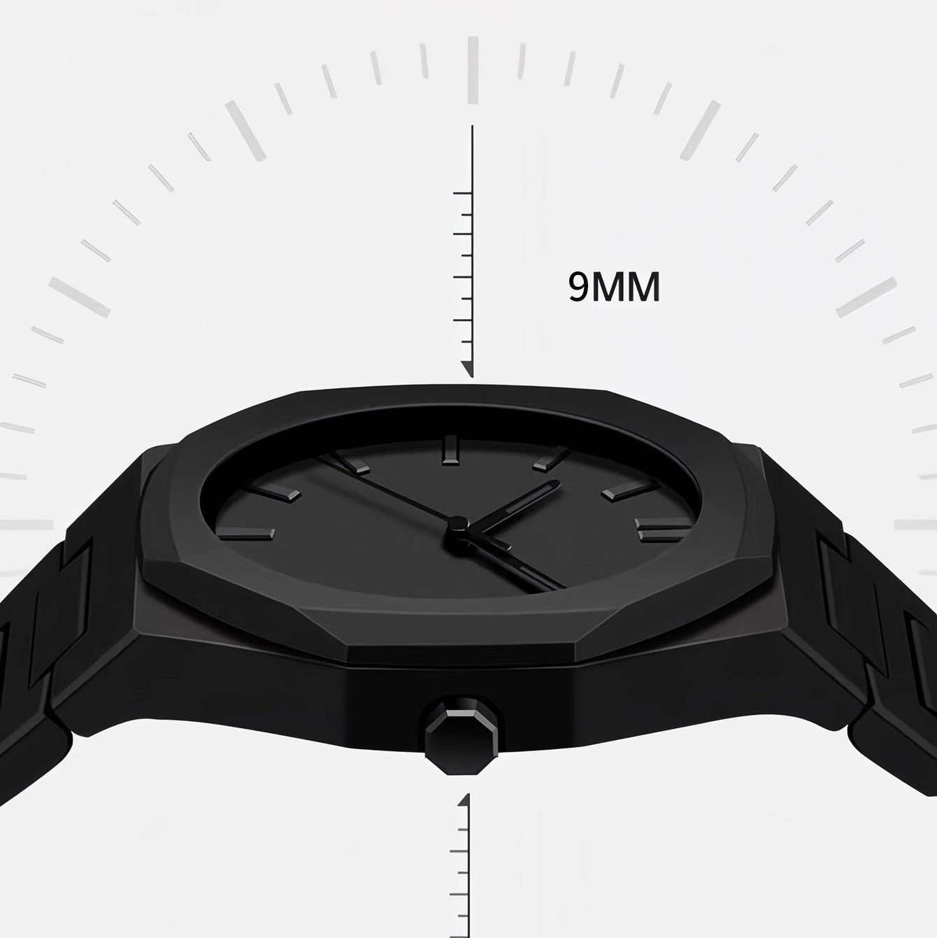 Auron Schwarze Minimalistische Uhr