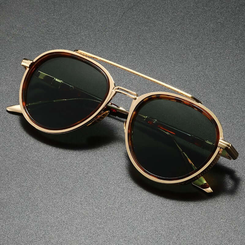 Altura Signature Shades round polarised sunglasses with alloy frame and classic design on a dark background