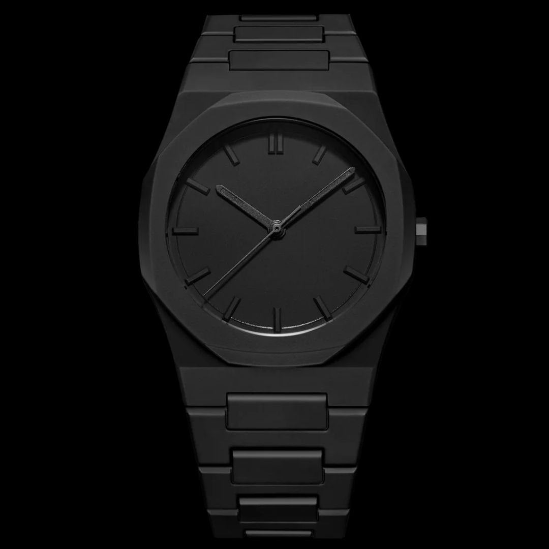 Auron Schwarze Minimalistische Uhr