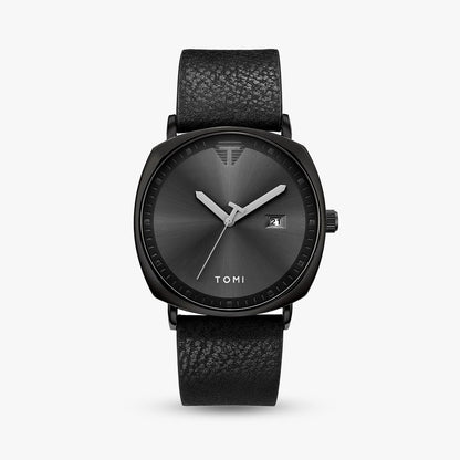 Aurex Milano Heritage Leather Edition watch with black leather strap and sleek design for men's luxury fashion.