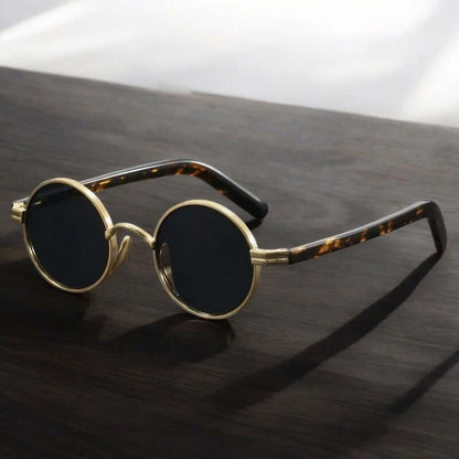 Bellini Shades vintage-style polarized UV protection men's sunglasses with tortoiseshell arms, perfect for stylish everyday wear and driving.