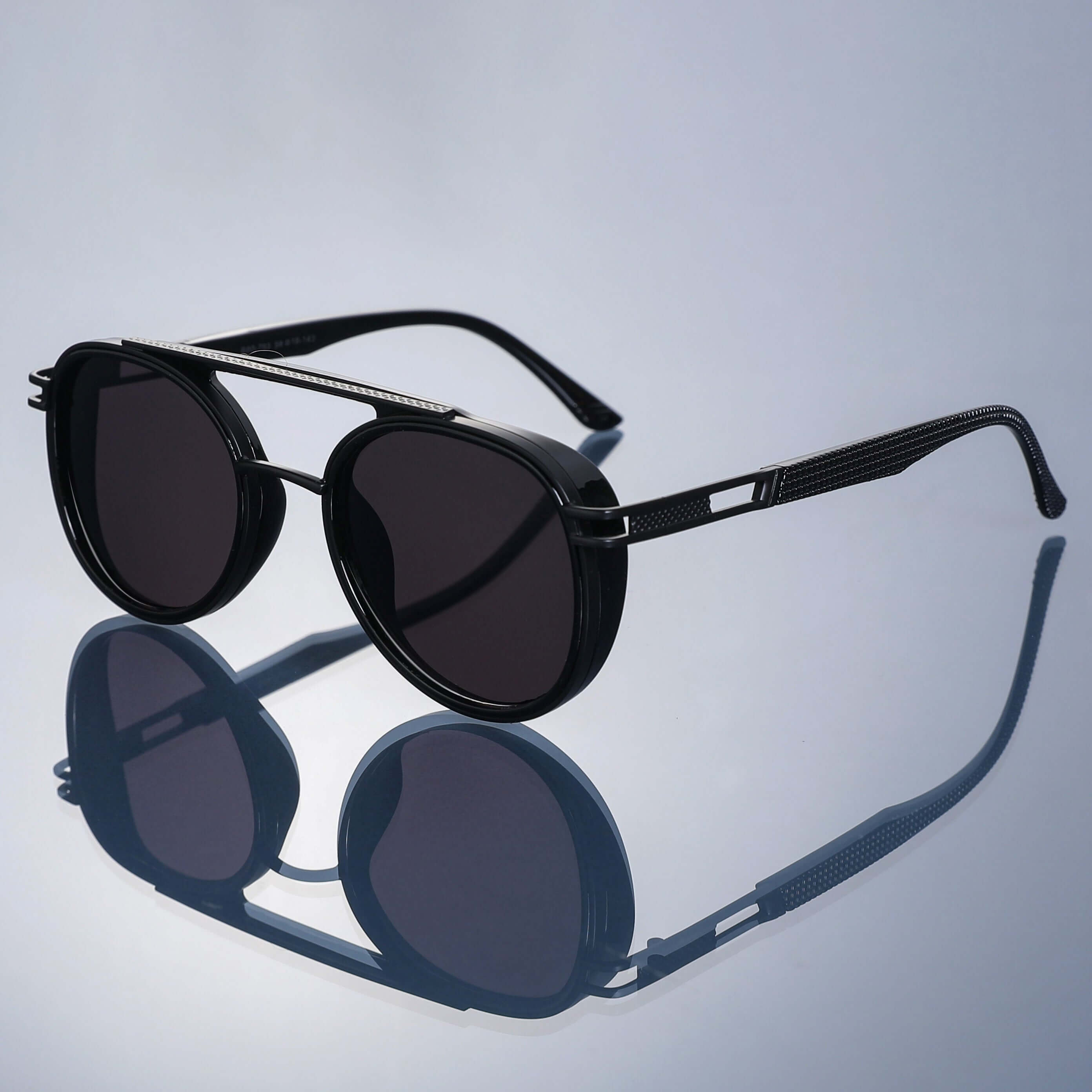 Brio Vintage Shades - vintage round sunglasses with sleek metal frame and textured arms for stylish and comfortable wear.