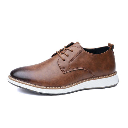 Livorno Hybrid Shoes in brown genuine leather with a cushioned footbed and flexible sole, showcasing the sophisticated slip-on design.