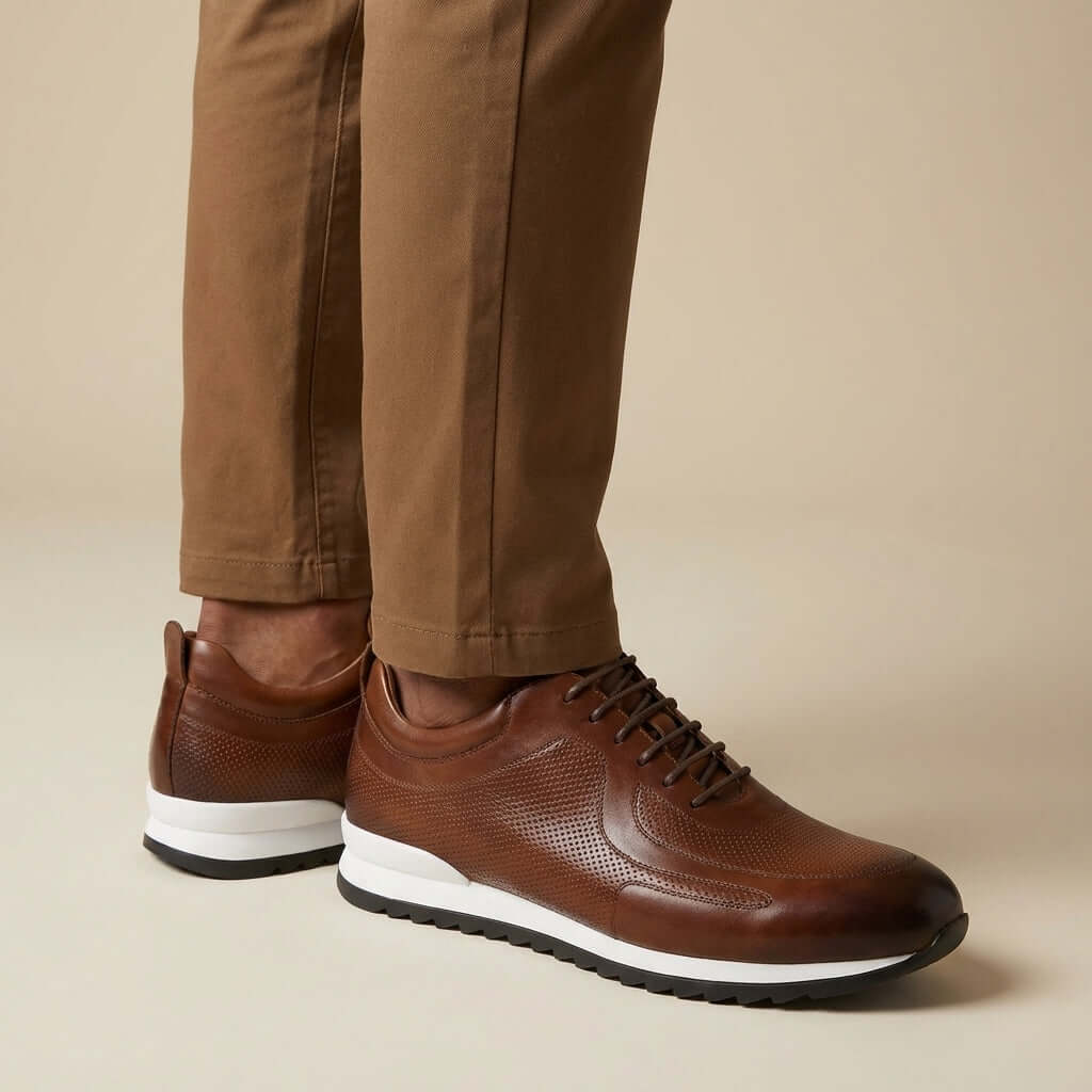 Lucano Leather Sneakers - men's casual sneakers with premium leather, precision stitching, and orthopedic insole for comfortable everyday wear.