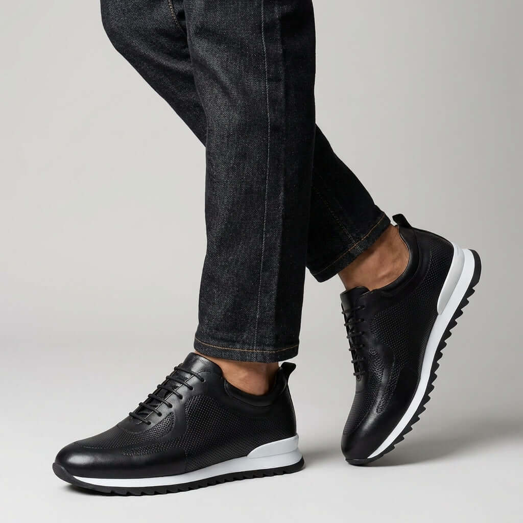 Lucano Leather Sneakers for men in polished Italian leather, perfect for casual wear with orthopedic comfort and stylish design.