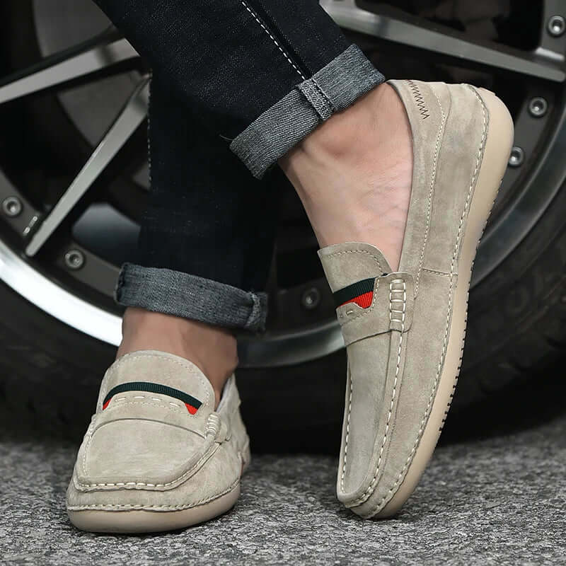 Lucca Suede Loafers - men's premium slip-on leather shoes for formal and casual elegance. Lightweight comfort with a cushioned insole for all-day wear.