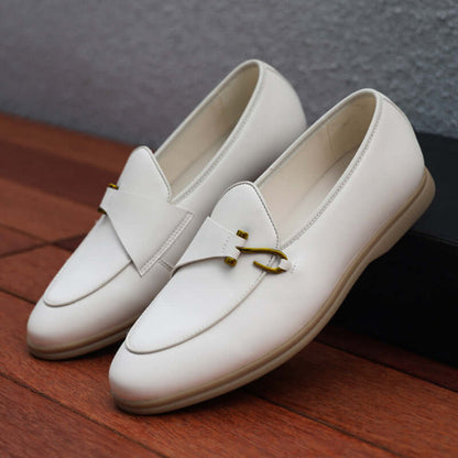 Matteo Leather Loafers with suede details and hook accent, elegant slip-on design, premium men's leather loafers for formal style and comfort.