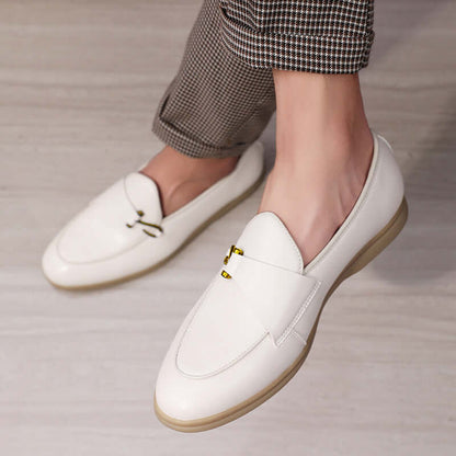Matteo Leather Loafers with suede detail and hook accent, showcasing elegant slip-on comfort, crafted for formal style and all-day wear.
