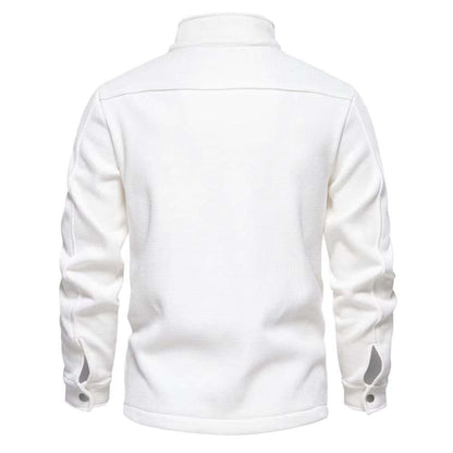 Back view of men's premium winter jacket in white, showcasing high-quality fabric and design.