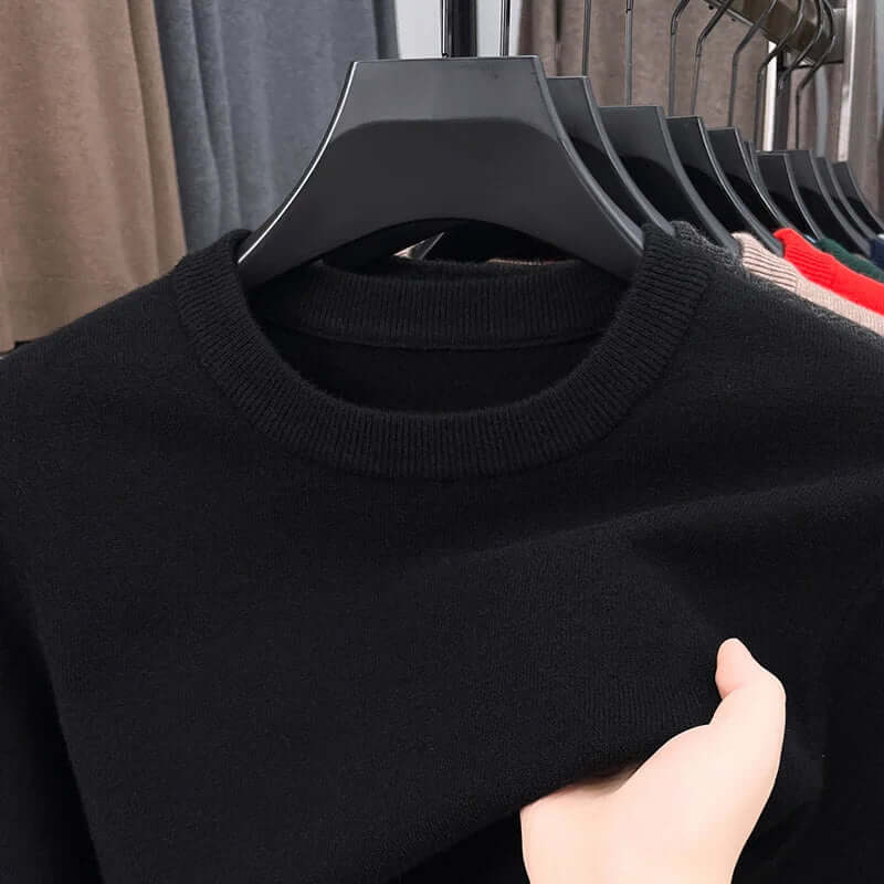 Orizio Knit Sweater - warm knitted men's winter fashion, showcasing soft, breathable texture with a round neckline for cozy layering.