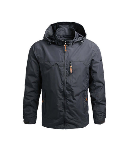 Outdoor Shield Jacket - Windproof and water-resistant men's hooded jacket in black, perfect for changing weather conditions.