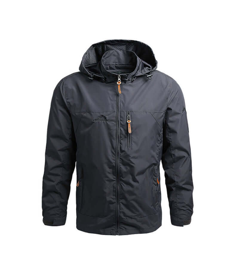 Outdoor Shield Jacket - Windproof and water-resistant men's hooded jacket in black, perfect for changing weather conditions.