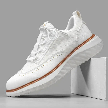 Oxford Ridge Leather Sneakers: stylish men's casual sneakers with lightweight, breathable leather perfect for everyday comfort and travel.