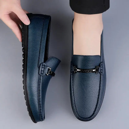 Pienza Genuine Leather Loafers with metallic rope detail, showcasing elegance and slip-on comfort, perfect for formal and casual occasions.