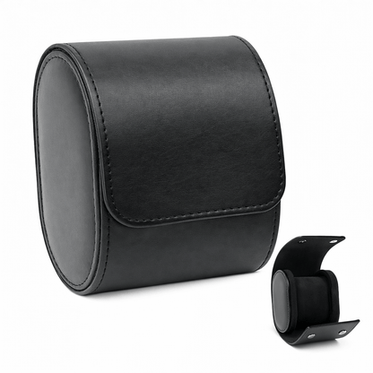 Premium Leather Watch Roll Travel Case - Secure Storage Organizer in elegant black design, perfect for watch protection on the go.