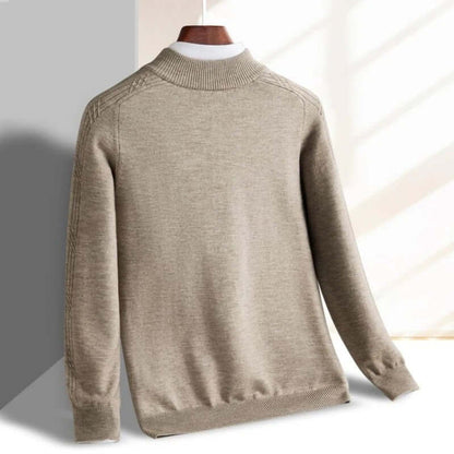 Renato Ribbed Sweater - warm men's winter knitwear, soft tailored half-zip design, perfect for cozy business casual style and layering.