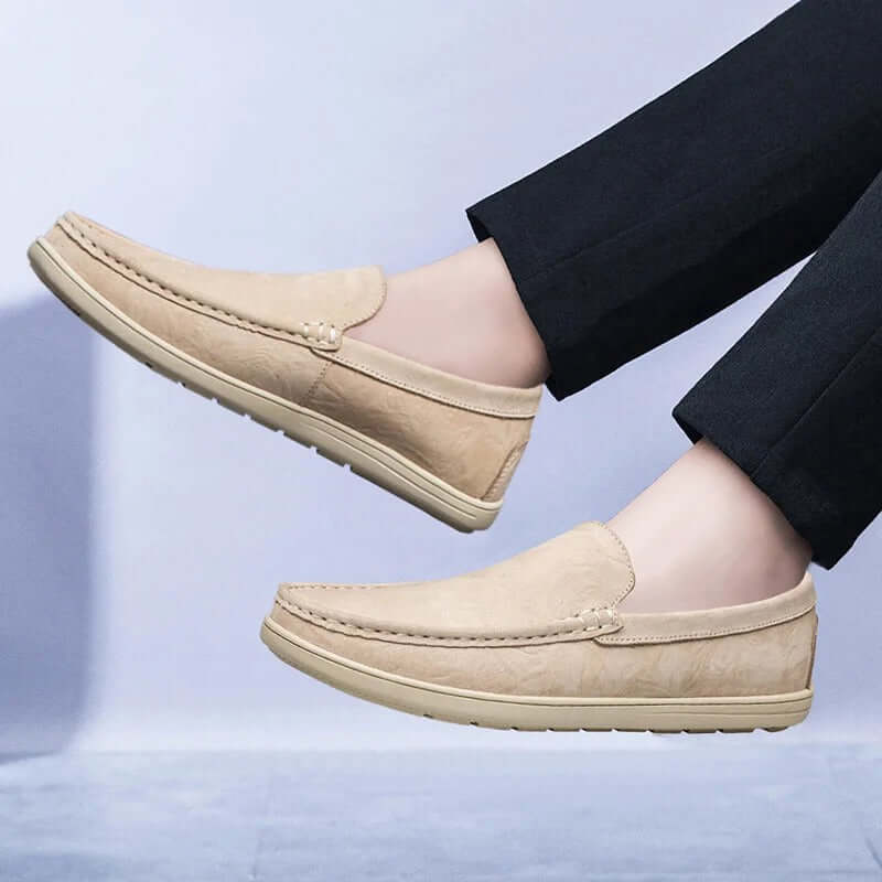 Salerno Leather Loafers - Elegant men's slip-on leather shoes with cushioned insole, flexible sole, and a luxurious design for formal occasions.
