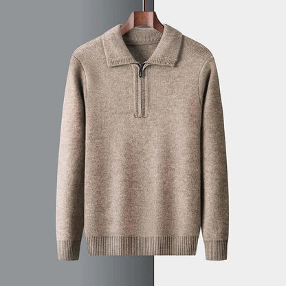 Sinclair Sweater for men, warm winter knitwear with soft wool, perfect for layering and everyday comfort, featuring a ribbed collar and cuffs.