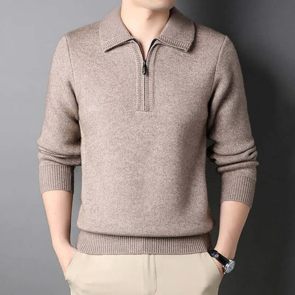 Sinclair Sweater - Men's soft, warm knitted winter knitwear with ribbed collar and cuffs, perfect for fall layering and everyday comfort.