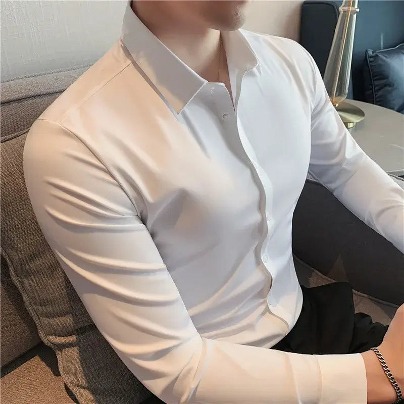 Stratford Dress Shirt, modern slim fit men's casual shirt, breathable fabric, ideal for work, social occasions, and everyday wear.