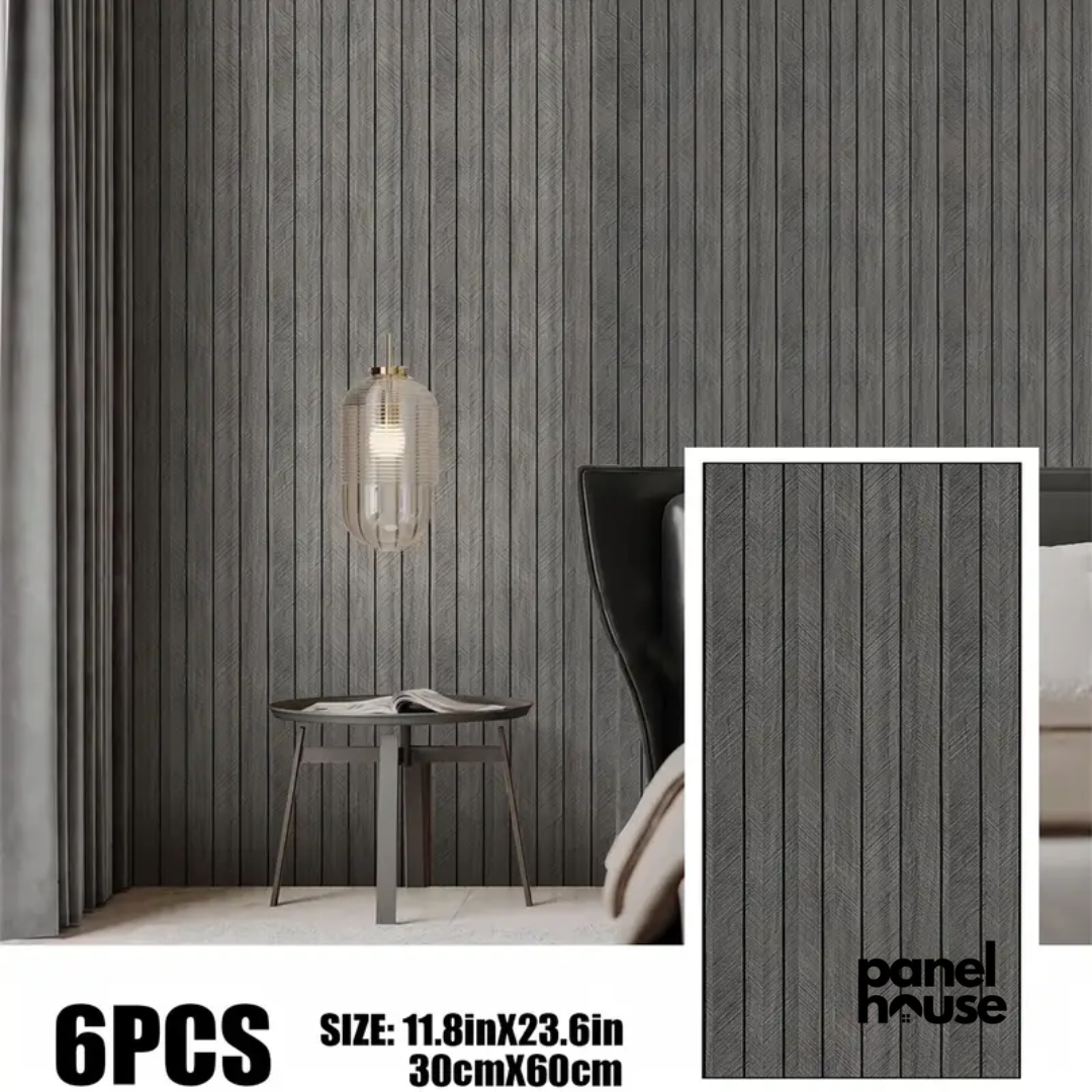 3D-Holzlattenwandpaneele, selbstklebend, abnehmbar, wasserdicht. Kaufe 1, erhalte 6 Premium-Paneele für nur 7 £! (30 cm x 60 cm)