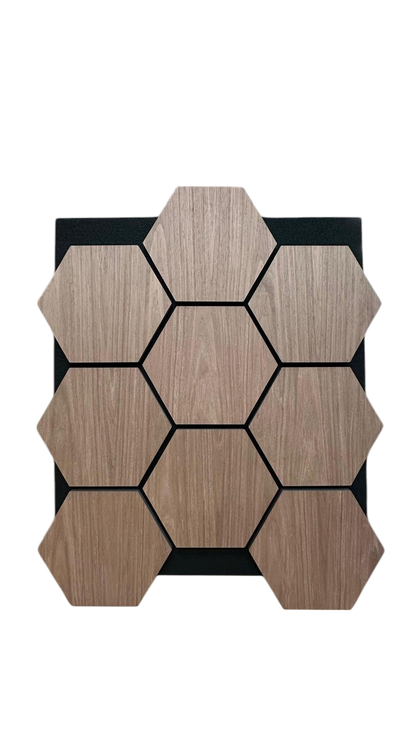Packung mit 4 Akustik-Wandpaneelen aus Holz, sechseckig, 700 mm x 570 mm, helle Eiche