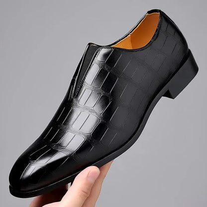 Trento Genuine Leather Loafers, luxury men's slip-on formal shoes, showcasing sleek design and polished finish in premium genuine leather.
