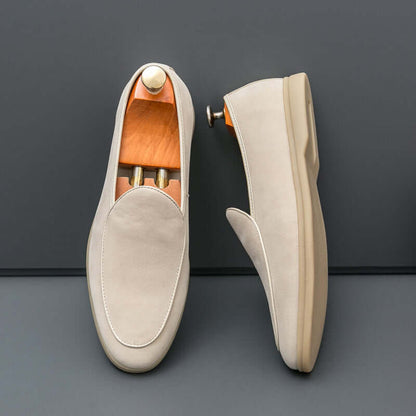 Vallare Leather Loafers - elegant men's slip-on leather shoes with cushioned insole and minimalist design, perfect for formal occasions.