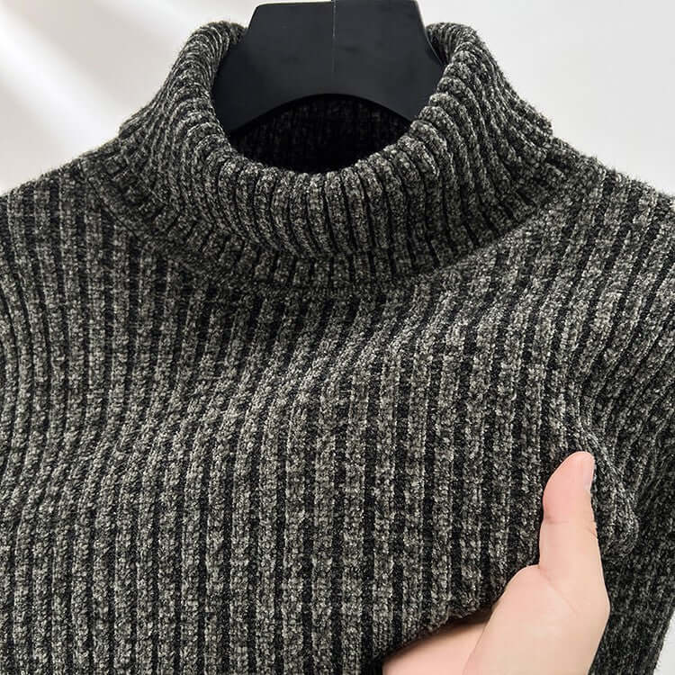 Varezzi Turtleneck showcasing a thick ribbed knit, perfect for men's winter sweater, offering warmth and comfort for everyday layering.